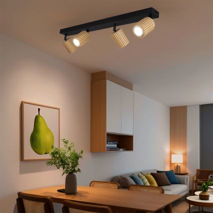 Brilagi - Spotlamp MODERN WOOD 4xGU10/8W/230V hout/zwart