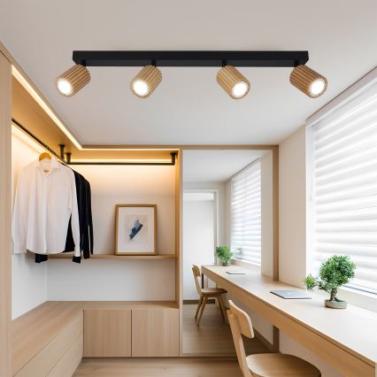 Brilagi - Spotlamp MODERN WOOD 4xGU10/8W/230V hout/zwart