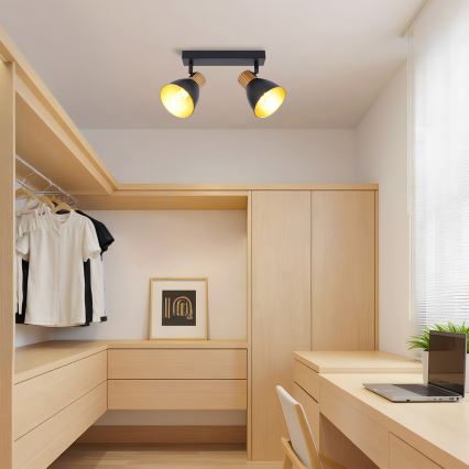 Brilagi - Spotlamp ODENSE 2xE14/10W/230V hout/zwart