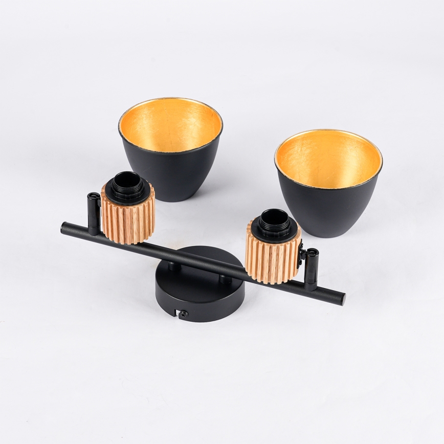 Brilagi - Spotlamp ODENSE 2xE14/10W/230V rubberhout/zwart