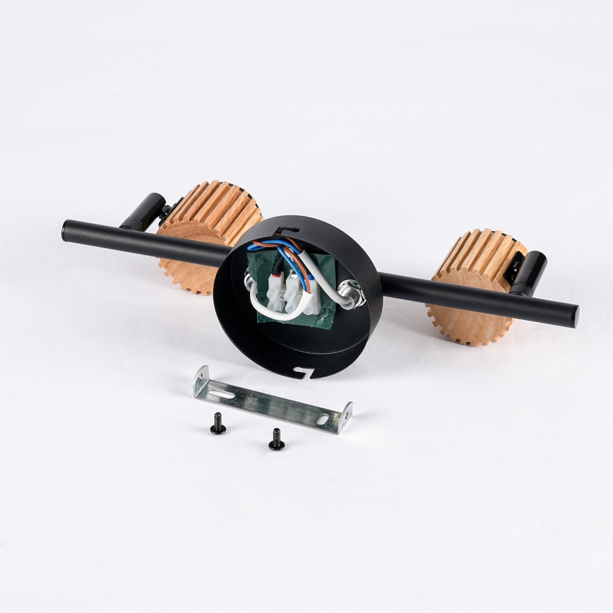 Brilagi - Spotlamp ODENSE 2xE14/10W/230V rubberhout/zwart