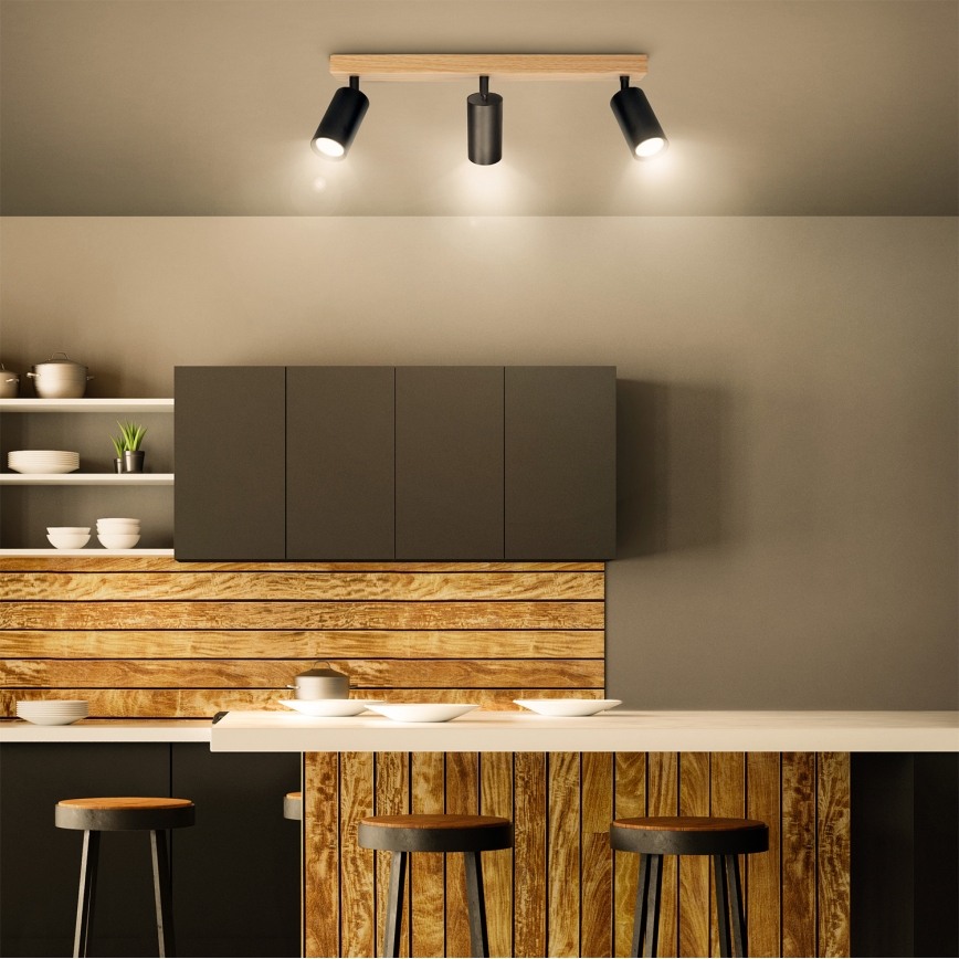 Brilagi - Spotlamp SELE 3xGU10/30W/230V zwart/eiken decor