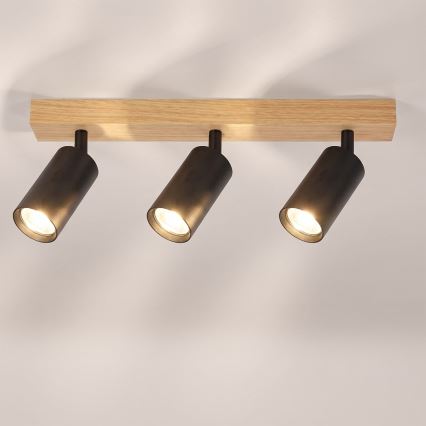 Brilagi - Spotlamp SELE 3xGU10/30W/230V zwart/eiken decor