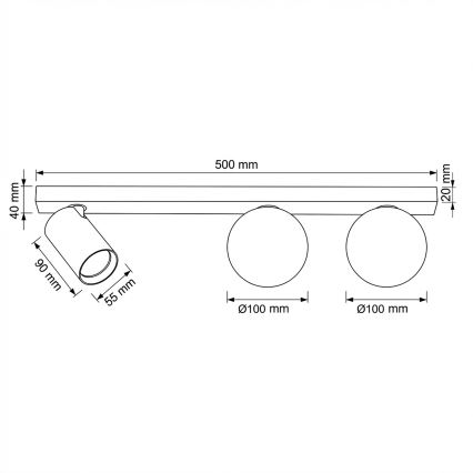 Brilagi - Spotlamp SELE BALL 1xGU10/30W/230V + 2xG9/10W zwart