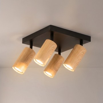 Brilagi - Spotlamp SELE SQUARE 4xGU10/30W/230V zwart/eiken decor