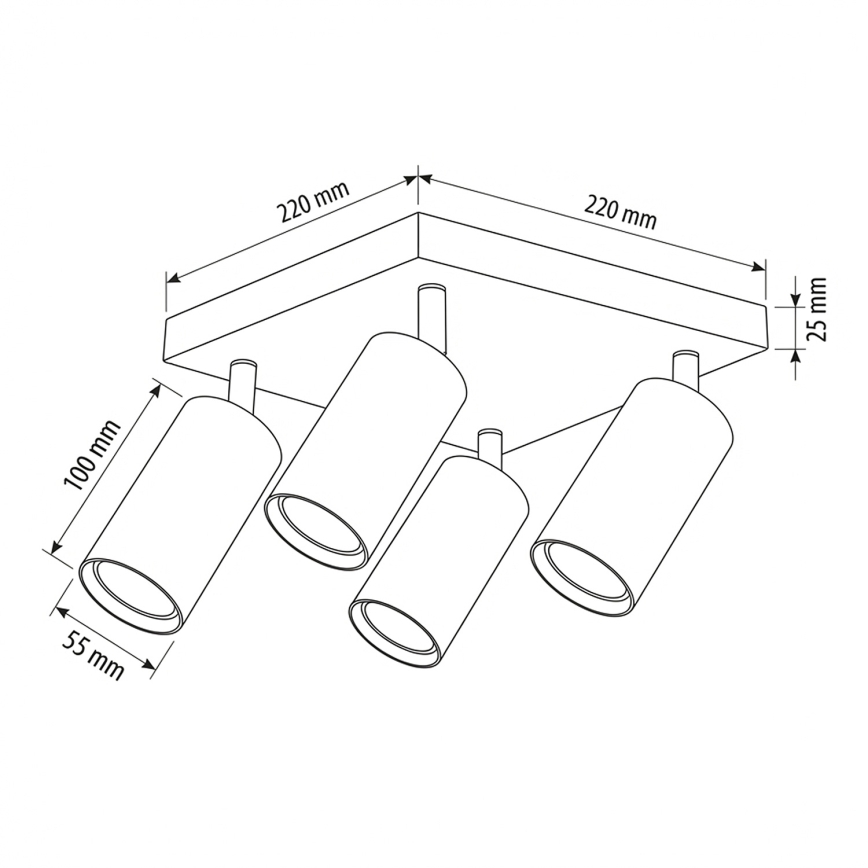 Brilagi - Spotlamp SELE SQUARE 4xGU10/30W/230V zwart/eiken decor
