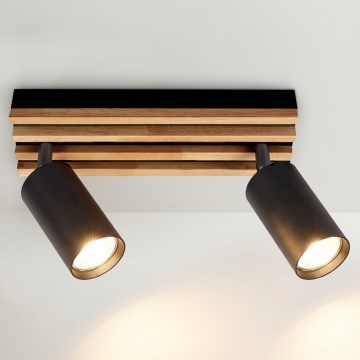 Brilagi - spotlamp SELE WOOD 2xGU10/30W/230V zwart/hout