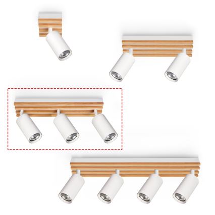 Brilagi - Spotlamp SELE WOOD 3xGU10/30W/230V wit/hout