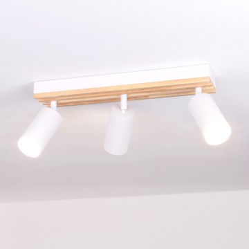 Brilagi - Spotlamp SELE WOOD ACOUSTIC 3xGU10/30W/230V wit/hout