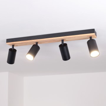 Brilagi - Spotlamp SELE WOOD ACOUSTIC 4xGU10/30W/230V zwart/hout