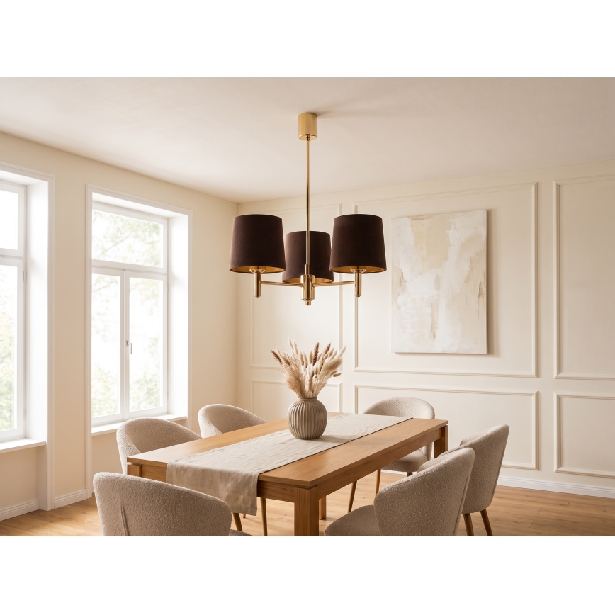 Brilagi - Staafkroonluchter MONTE 3xE27/60W/230V bruin/goud