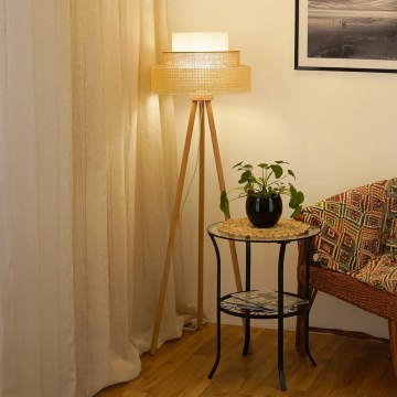 Brilagi - Staande lamp CEDAR LUNETA 1xE27/15W/230V riet/bruin/crème