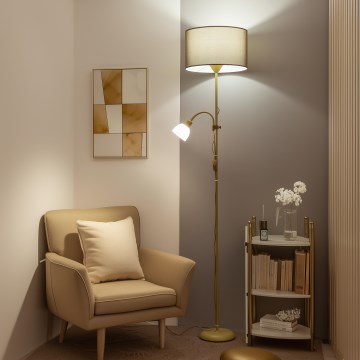 Brilagi - Staande lamp CERIA 2-in-1 1xE27/100W/230V + 1xE14/25W goud/bruin