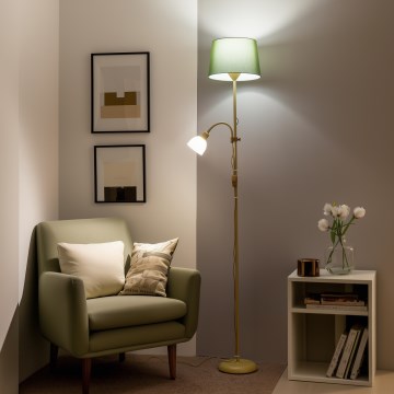 Brilagi - Staande lamp CERIA 2-in-1 1xE27/100W/230V + 1xE14/25W goud/groen