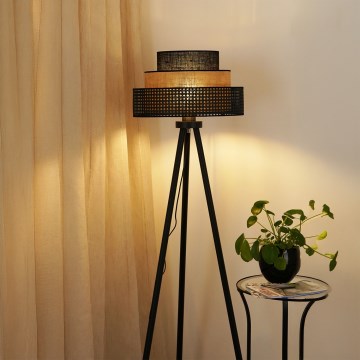 Brilagi - Staande lamp DAKOTA LUNETA 1xE27/15W/230V zwart/rotan