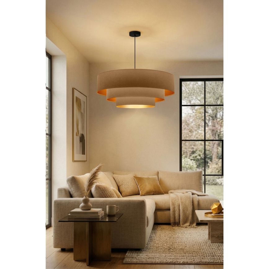 Brilagi - Suspension à câble LUNETA 3xE27/60W/230V Ø 80 cm beige/doré