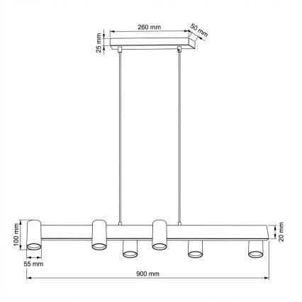 Brilagi - Suspension à câble SELE 6xGU10/30W/230V beige