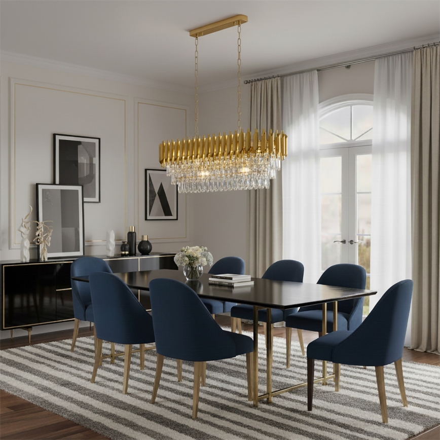 Brilagi - Suspension à chaîne ECLIPSE 10xE14/10W/230V 78x28 cm dorée