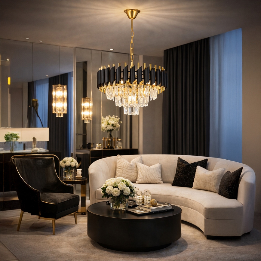 Brilagi - Suspension à chaîne ECLIPSE 5xE14/10W/230V Ø 38 cm noir/doré