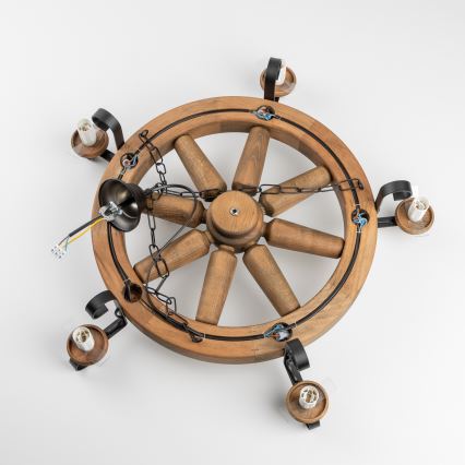 Brilagi - Suspension à chaîne ROATA 5xE14/40W/230V Ø 70 cm hêtre