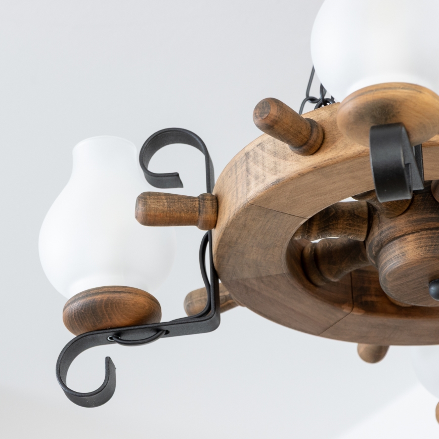 Brilagi - Suspension à chaîne TIMONA 4xE14/40W/230V, Ø 50 cm, hêtre