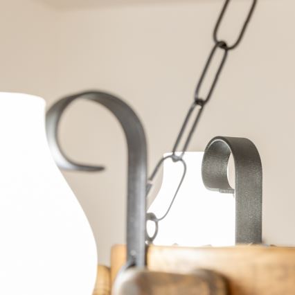 Brilagi - Suspension à chaîne TIMONA 4xE14/40W/230V, Ø 50 cm, hêtre