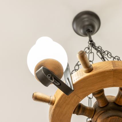 Brilagi - Suspension à chaîne TIMONA 4xE14/40W/230V, Ø 50 cm, hêtre