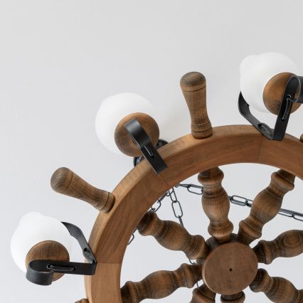 Brilagi - Suspension à chaîne TIMONA 8xE14/40W/230V Ø 70 cm en hêtre