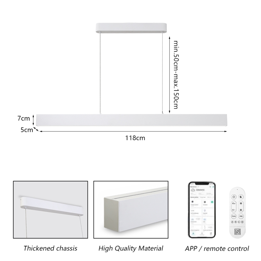 Brilagi - Suspension filaire à intensité variable SLEEKLINE SMART LED/40W/230V 3000-6000K Wi-Fi Tuya blanc + télécommande