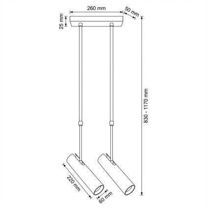Brilagi - Suspension à tige SELE 2xGU10/30W/230V noire