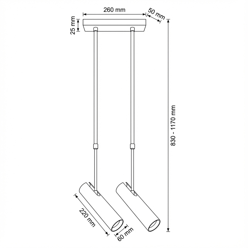 Brilagi - Suspension à tige SELE 2xGU10/30W/230V noire