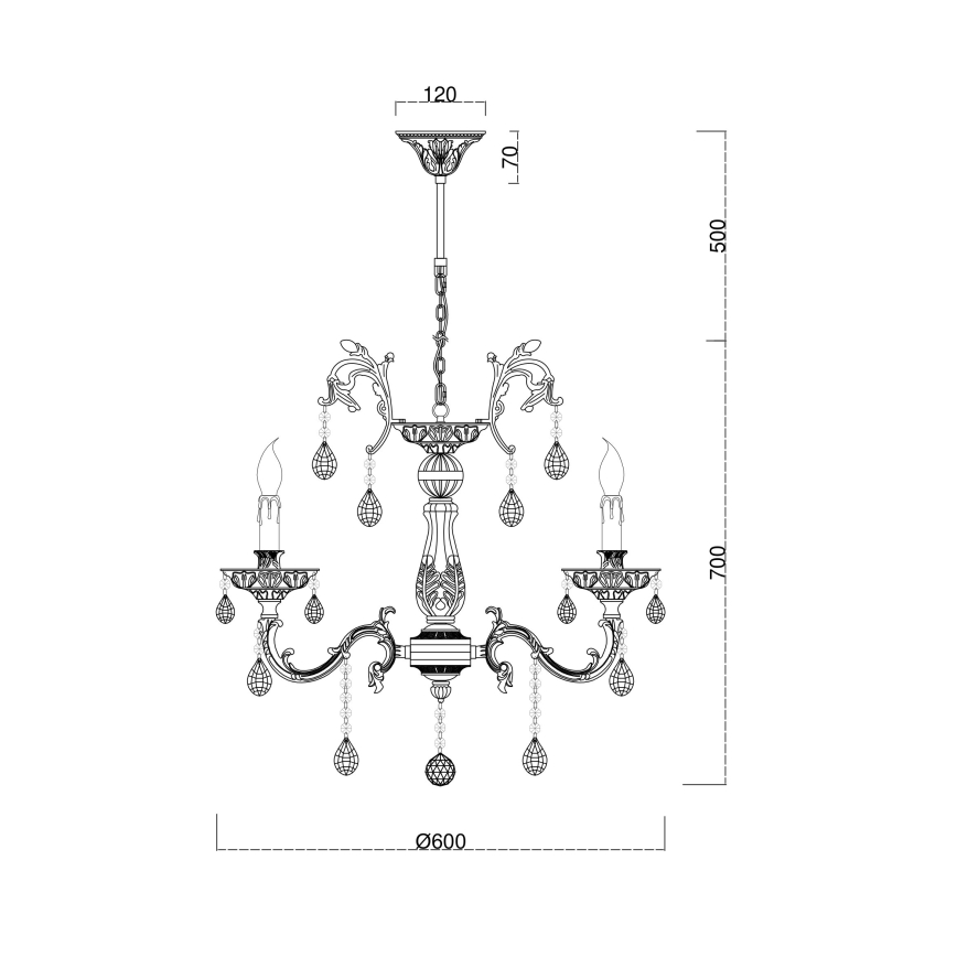 Brilagi - Suspension chaîne CLASSIC 6xE14/60W/230V laiton