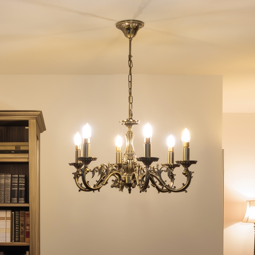 Brilagi - Suspension chaîne CLASSIC 6xE14/60W/230V laiton