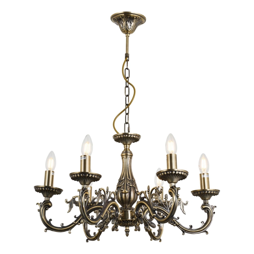 Brilagi - Suspension chaîne CLASSIC 6xE14/60W/230V laiton