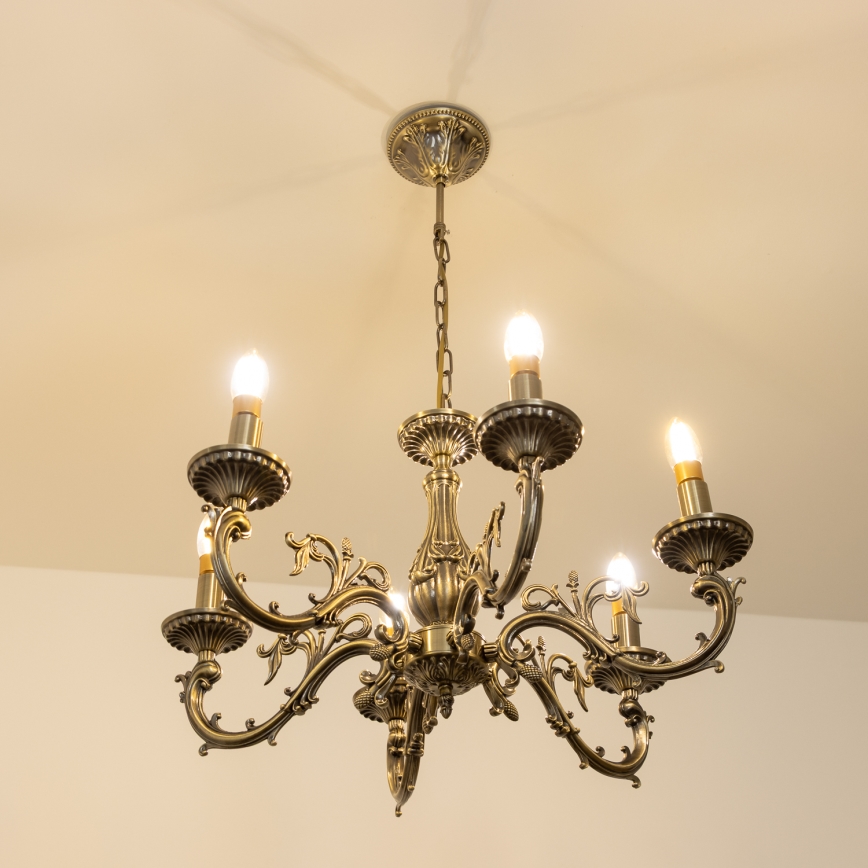 Brilagi - Suspension chaîne CLASSIC 6xE14/60W/230V laiton