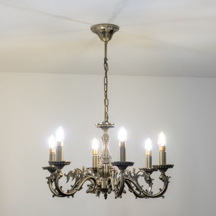 Brilagi - Suspension chaîne CLASSIC 6xE14/60W/230V laiton