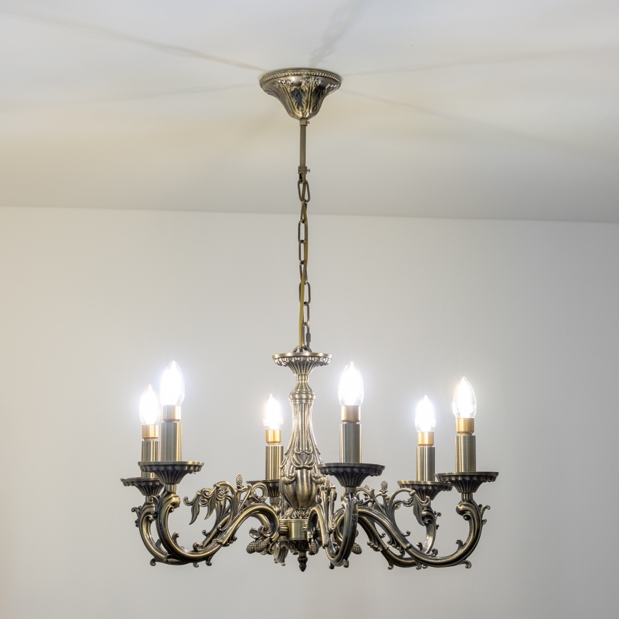 Brilagi - Suspension chaîne CLASSIC 6xE14/60W/230V laiton
