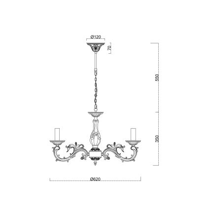 Brilagi - Suspension chaîne CLASSIC 6xE14/60W/230V laiton