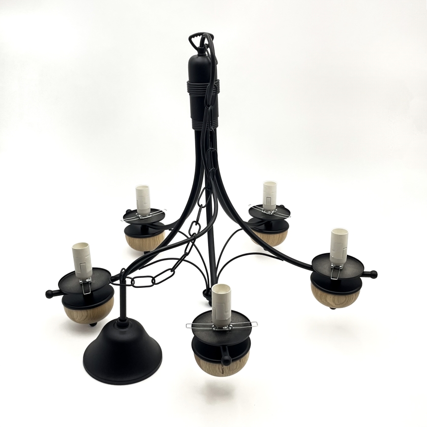 Brilagi - Suspension chaîne COTTAGE 5xE14/40W/230V hêtre/marron