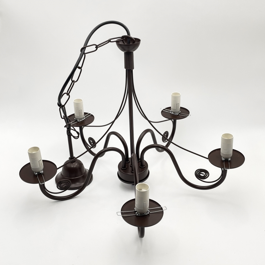 Brilagi - Suspension chaîne COTTAGE 5xE14/40W/230V marron/blanc