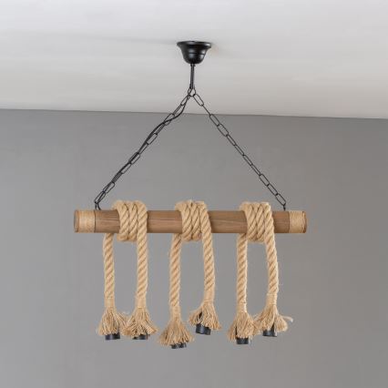 Brilagi - Suspension chaîne KOS 6xE27/60W/230V hêtre