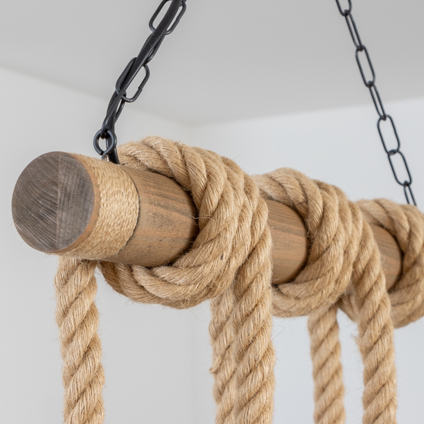 Brilagi - Suspension chaîne KOS 6xE27/60W/230V hêtre