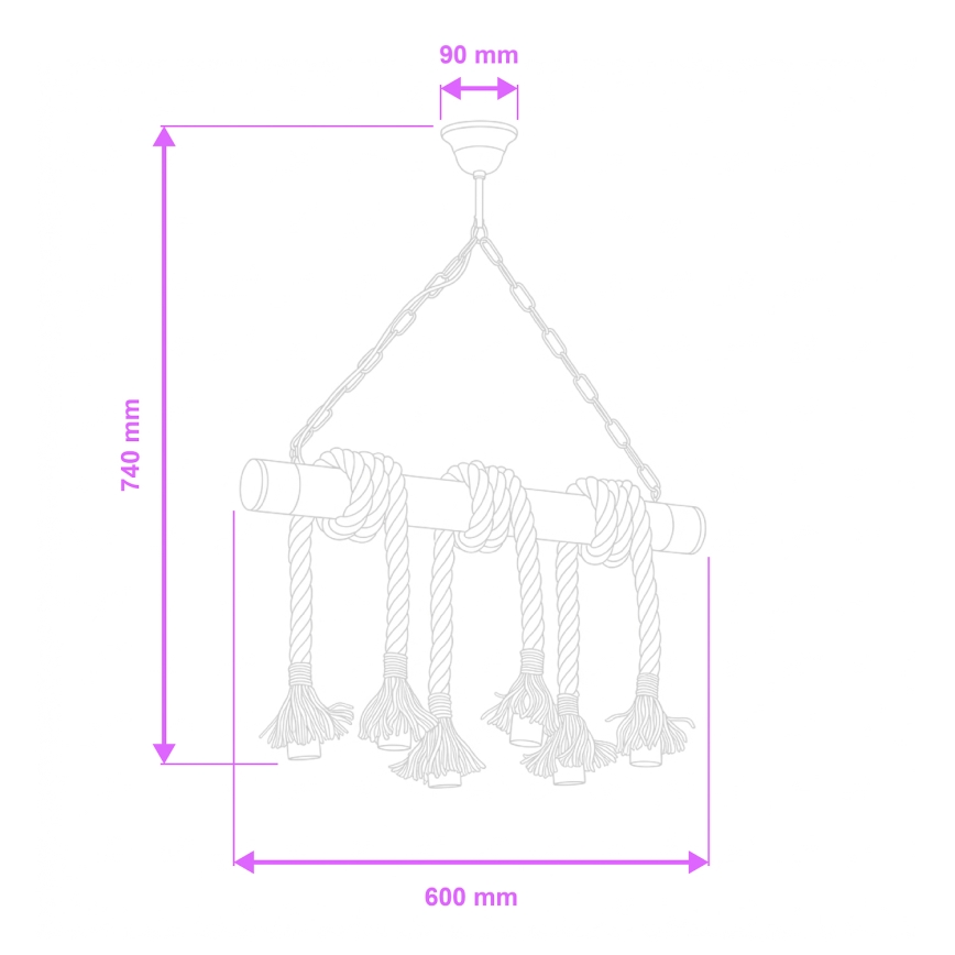 Brilagi - Suspension chaîne KOS 6xE27/60W/230V hêtre