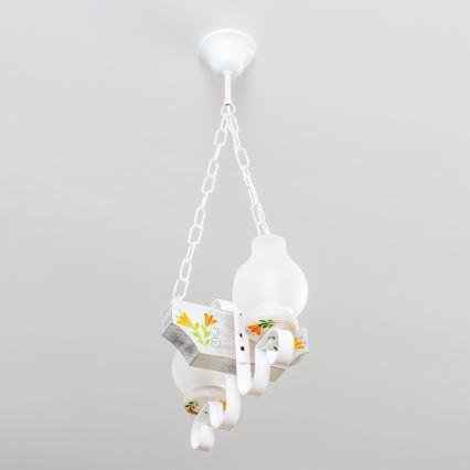 Brilagi - Suspension chaîne QUEEN 2xE14/40W/230V hêtre/crème
