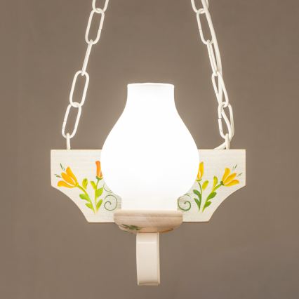 Brilagi - Suspension chaîne QUEEN 2xE14/40W/230V hêtre/crème