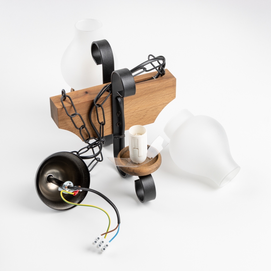 Brilagi - Suspension chaîne QUEEN 2xE14/40W/230V hêtre