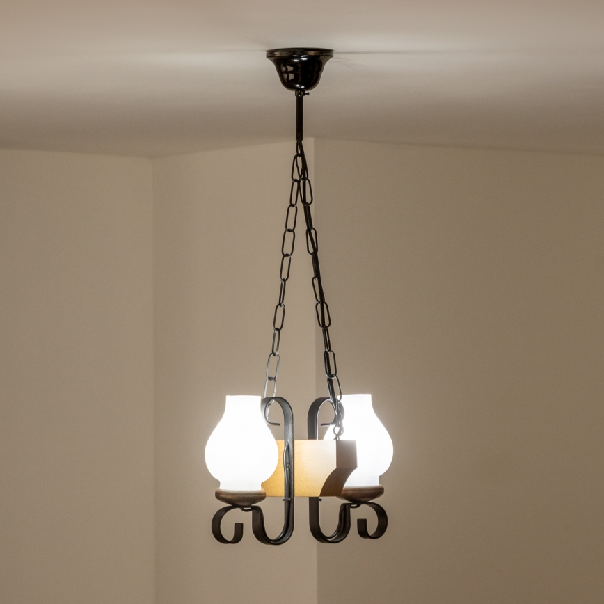 Brilagi - Suspension chaîne QUEEN 2xE14/40W/230V hêtre/noyer