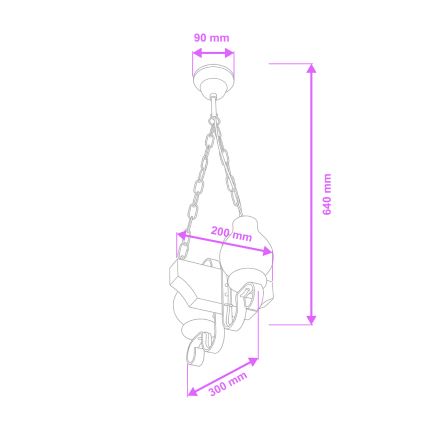 Brilagi - Suspension chaîne QUEEN 2xE14/40W/230V hêtre/noyer
