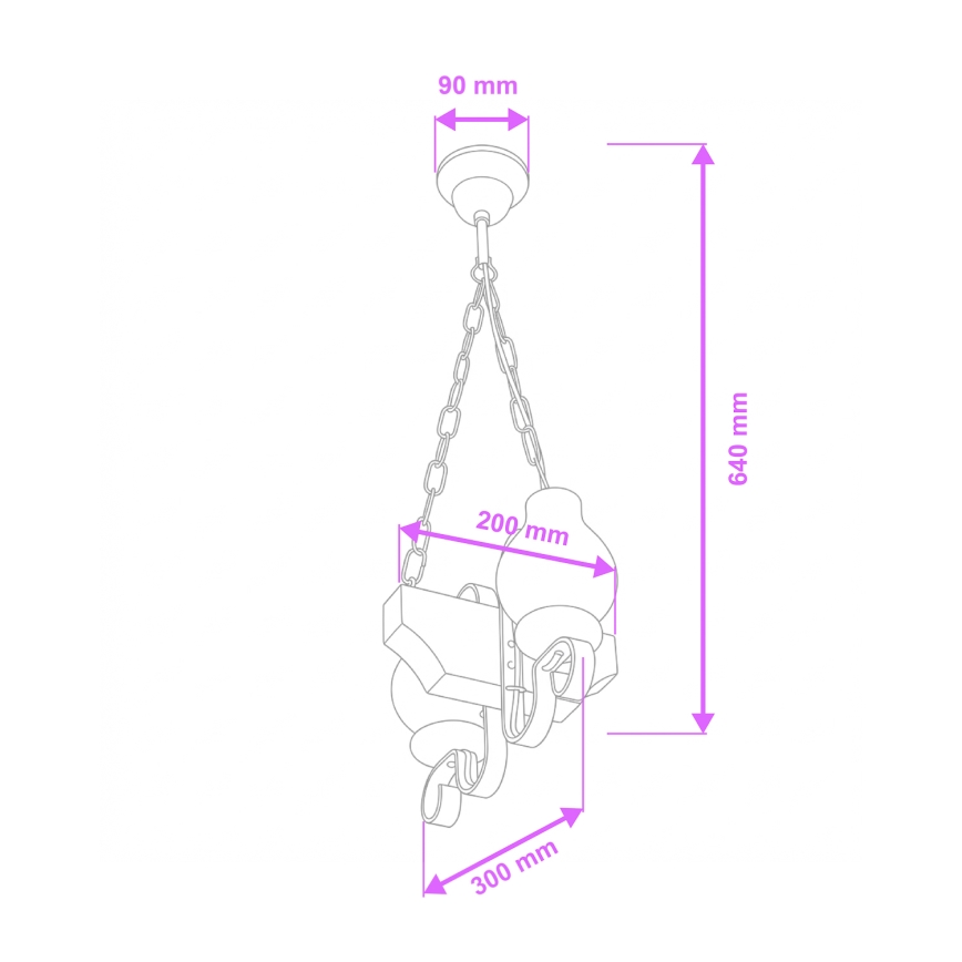 Brilagi - Suspension chaîne QUEEN 2xE14/40W/230V hêtre/noyer