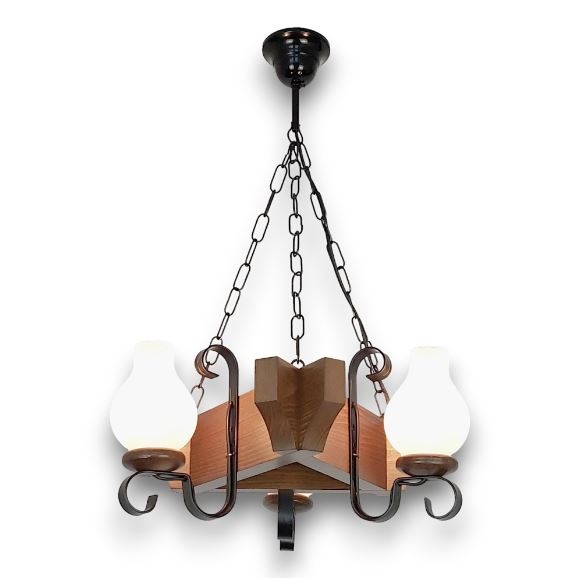 Brilagi - Suspension chaîne QUEEN 3xE14/40W/230V hêtre/noyer